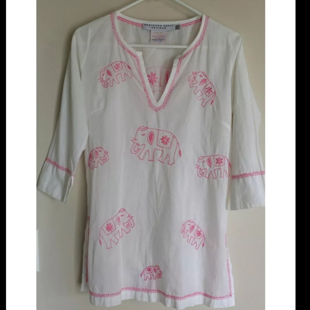 Gretchen Scott 100% COTTON ELEPHANT Tunic Size XS